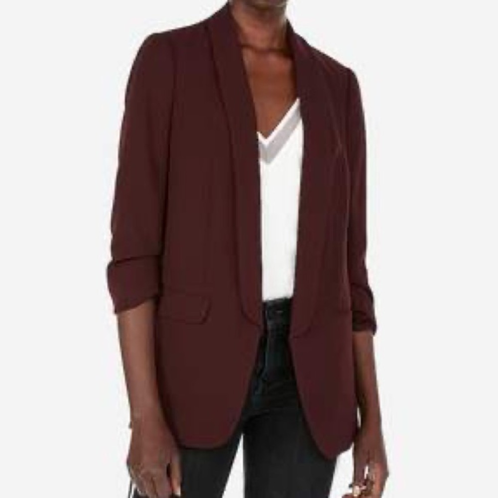 Express ruche sleeve boyfriend blazer